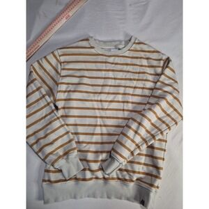 zara girls 13-14 Crewneck Mustard Strip Pullover Sweatshirt